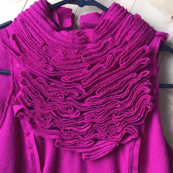 ❤️Sale 2/$40 Robert Rodriguez Statement Collar Wool dress, fuchsia, sz 2 - Picture 2 of 6